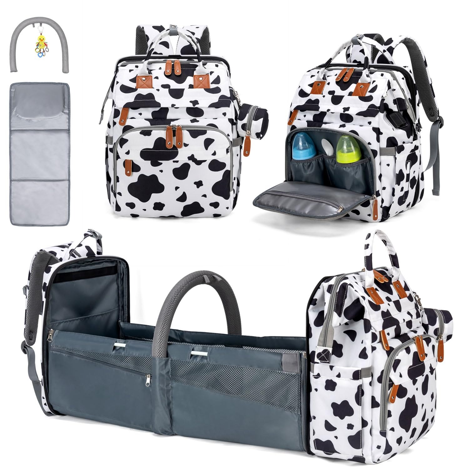 Baby Puree Pouch - KABAQOO Mochila Pañalera con Cambiador Desmontable,