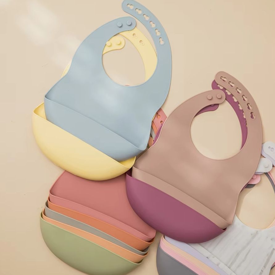 Baby Food Grade - Babero de silicona ajustable para bebé,